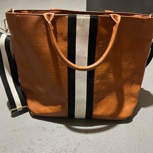 Social Threads large leather tote bag
